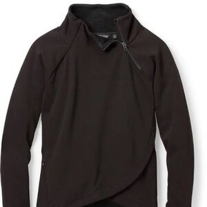 ATHLETA Cozy Karma Asym Pullover Medium Black Fleece Thumb Holes